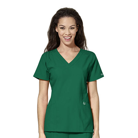 Wink W123 Stylized Womens Plus V Neck Moisture Wicking Wrinkle Resistant Quick Dry Short Sleeve Scrub Top, 3x-large, Green