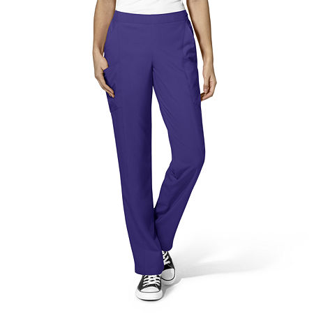 Wink W123 Flat Front Cargo Pocket Womens Petite Moisture Wicking Wrinkle Resistant Quick Dry Scrub Pants, Petite Xx-small, Purple