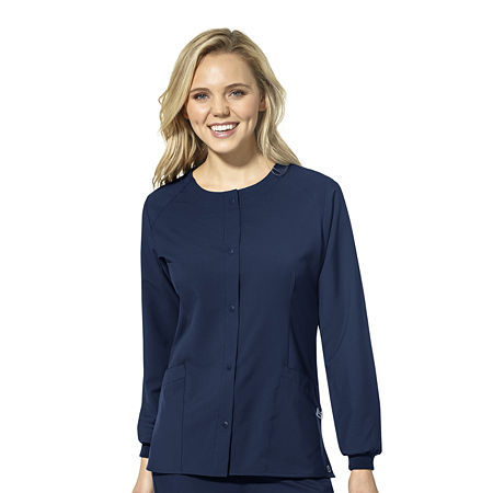 Wink W123 Crew Neck Warm Up Womens Plus Moisture Wicking Wrinkle Resistant Quick Dry Scrub Jacket, 5x-large, Blue