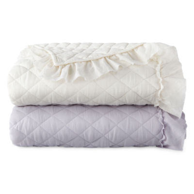JCP HOME Quilted Ruffle Throw