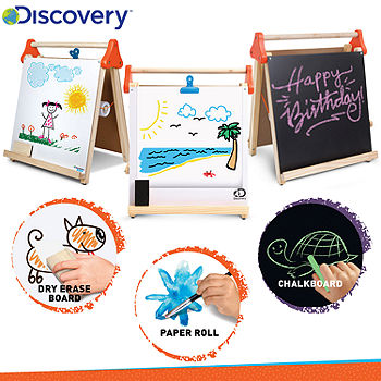 Portable Desktop Tabletop Easel for Kids, 2 Sided Dry Erase Chalkboard & White Board, Dry Erase Easel for Kids, Art Easel Set for Toddler & Kids 3 4