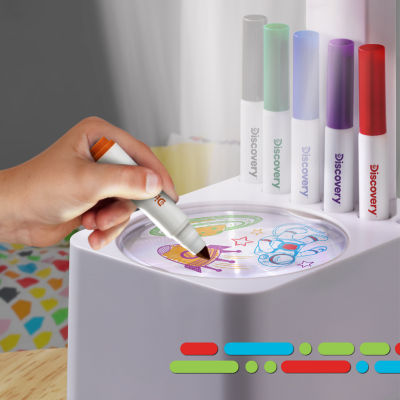 Discovery Kids Art Tracing Projector Kit for Kids 32 Stencils and 12 Markers Included Easy Portable Sketch Machine