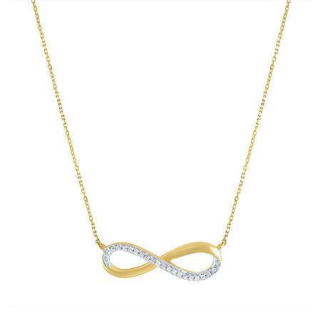 Womens Diamond Accent Natural White Diamond 10K Gold Infinity Pendant Necklace, One Size