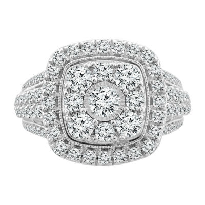 Womens 2 CT. T.W. White Diamond 10K White Gold Engagement Ring