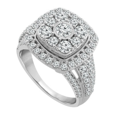 Womens 2 CT. T.W. White Diamond 10K White Gold Engagement Ring