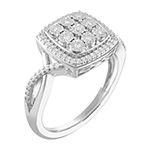 Womens 1/4 CT. T.W. Genuine White Diamond Sterling Silver Cocktail Ring