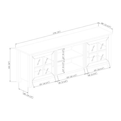 70" Farmhouse Simple Window Pane 2 Door Wood TV Stand