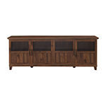 70-Inch TV Console with Glass and Wood 4 Panel Doors