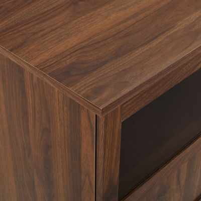 70-Inch TV Console with Glass and Wood 4 Panel Doors