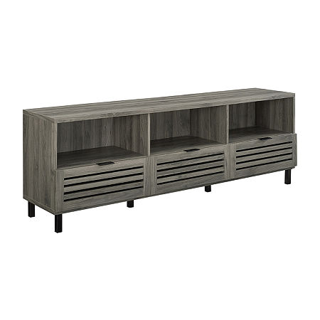 70 Modern Slat Door TV Stand, One Size, Gray