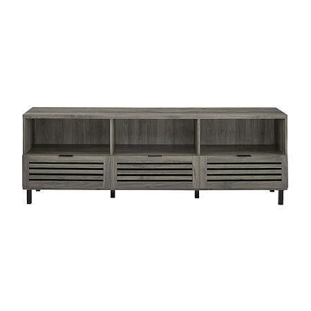 70 Modern Slat Door TV Stand, One Size, Gray