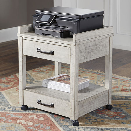 Signature Design By Ashley Carynhurst Office Printer Cart, One Size, White