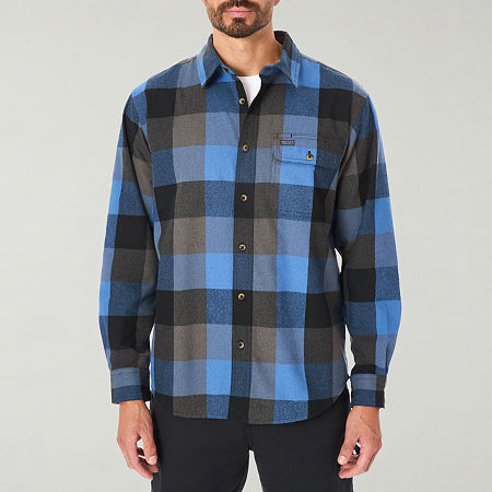 Smiths Workwear Flannel Mens Regular Fit Long Sleeve Flannel Shirt, Large, Blue