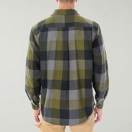 Smiths Workwear Flannel Mens Regular Fit Long Sleeve Flannel Shirt, Large, Green