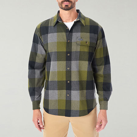 Smiths Workwear Flannel Mens Regular Fit Long Sleeve Flannel Shirt, Large, Green