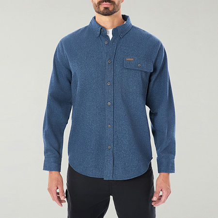 Smiths Workwear Heavyweight Chamois Flannel Mens Regular Fit Long Sleeve Flannel Shirt, Large, Blue