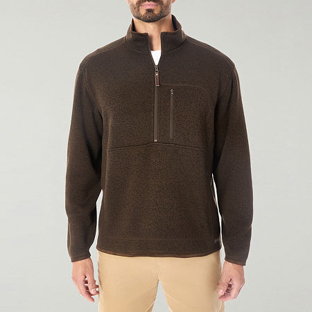 Smiths Workwear Mock Neck Sweater Fleece Mens Fleece Midweight Jacket, X-large, Brown