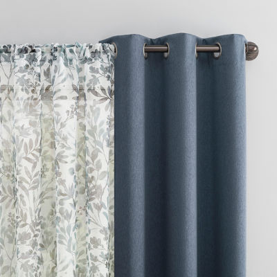 Sun Zero Arbor Print Grommet Top Blackout Set of 4 Curtain Panel