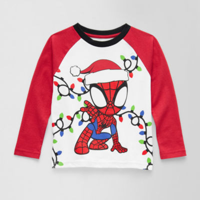 Toddler Boys Crew Neck Long Sleeve Spiderman Graphic T-Shirt