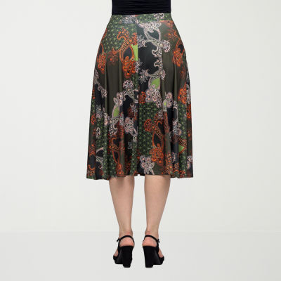 24seven Comfort Apparel Womens Midi A-Line Skirt