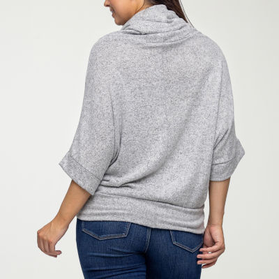 24seven Comfort Apparel Womens Cowl Neck Long Sleeve Blouse