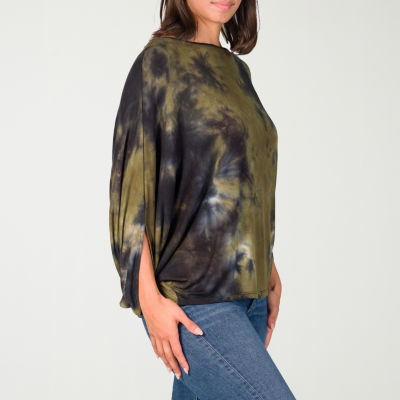 24seven Comfort Apparel Womens Scoop Neck Long Sleeve Blouse