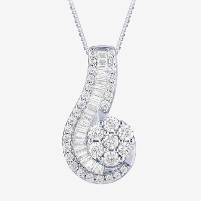 Diamond Blossom (G / Si2) Womens / CT. T.W. Lab Grown White 10K Gold Round Pendant Necklace