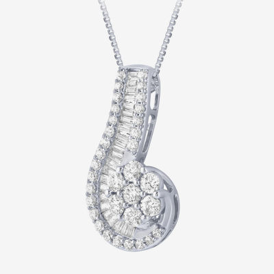 Diamond Blossom (G / Si2) Womens / CT. T.W. Lab Grown White 10K Gold Round Pendant Necklace