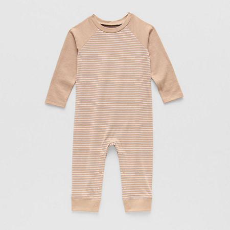 Okie Dokie Baby Boys Long Sleeve Jumpsuit, Newborn, Beige