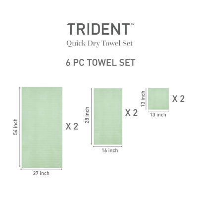 Trident 100% Cotton Soft And Absorbent 6-pc. Quick Dry Bath Towel Set