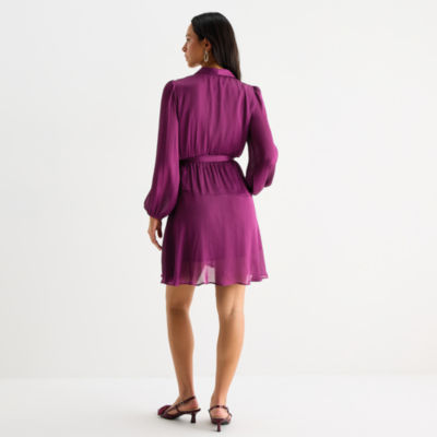 Melonie T Womens Long Sleeve Wrap Dress