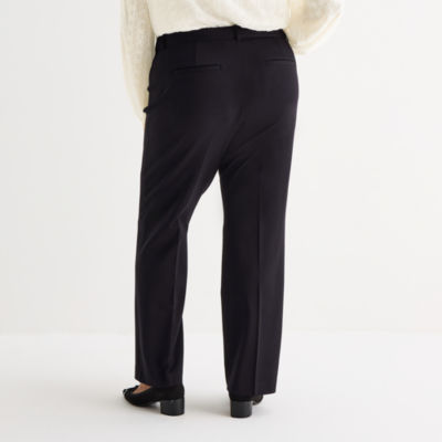Liz Claiborne Emma Ponte Womens Plus Flare Mid Rise Pull-On Pant
