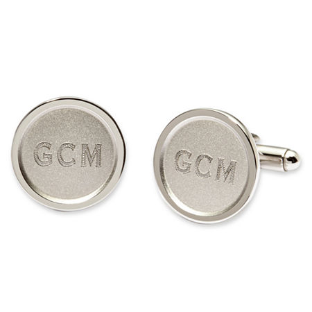 Personalized Round Cuff Links, One Size, White