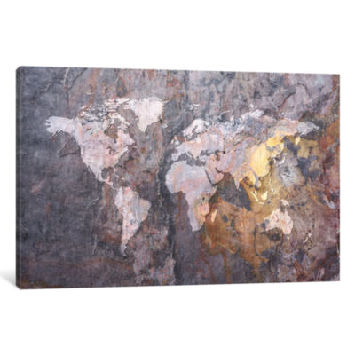 World Map on Stone Background by Michael TompsettCanvas Print