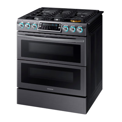 Samsung 5.8 cu. ft. Smart Wi-Fi Enabled Flex Duo™ With Dual Door Slide-In Double Oven Gas Range