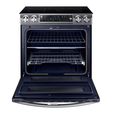 Samsung 5.8 cu. ft. Smart Wi-Fi Enabled Flex Duo™ With Dual Door Slide-In Double Oven Electric Range