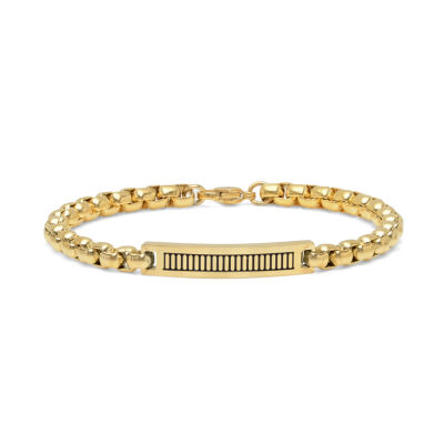 Minoxia 18K Gold Over Stainless Steel 8 Inch Link ID Bracelet