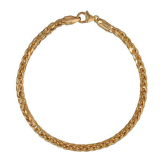 Made in Italy 10K Gold 8 1/2 Inch Semisolid Wheat Chain Bracelet