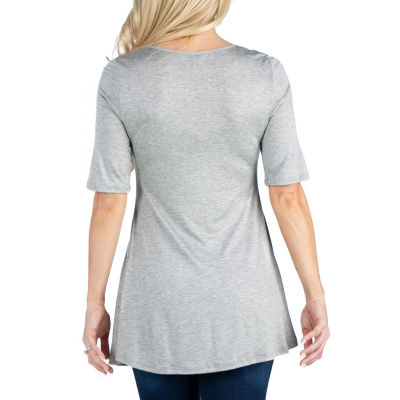 24/7 Comfort Apparel Short Sleeve Swing Tunic Top