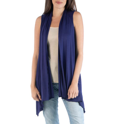 24/7 Comfort Apparel Draped Open Front Sleeveless Cardigan