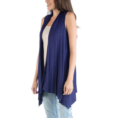 24/7 Comfort Apparel Draped Open Front Sleeveless Cardigan