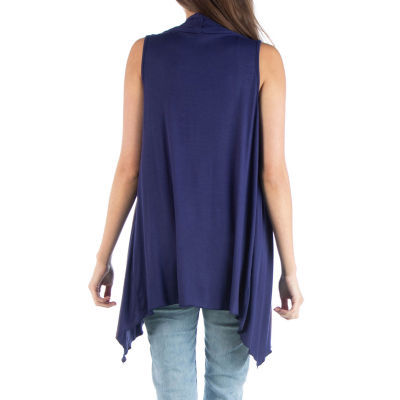 24/7 Comfort Apparel Draped Open Front Sleeveless Cardigan