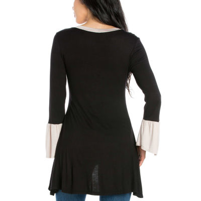 24seven Comfort Apparel Womens Round Neck 3/4 Sleeve Tunic Top