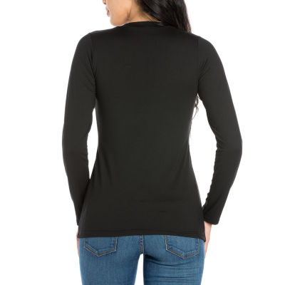 24seven Comfort Apparel Womens Round Neck 3/4 Sleeve Tunic Top