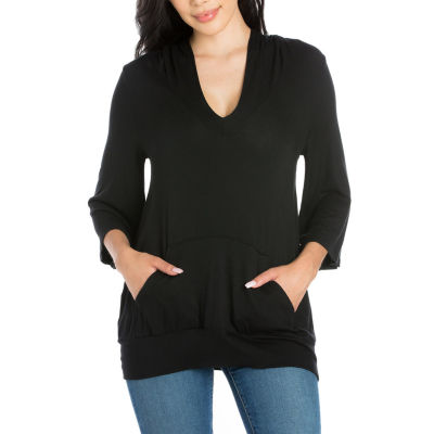 24seven Comfort Apparel Womens Round Neck 3/4 Sleeve Tunic Top