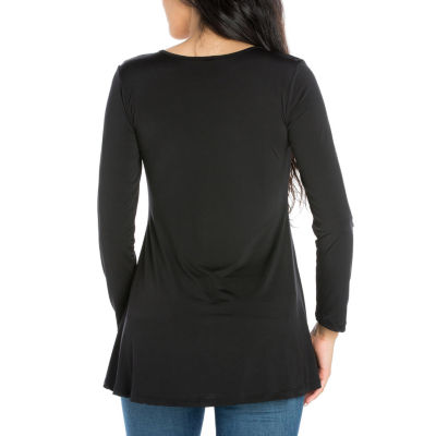 24seven Comfort Apparel Womens Round Neck 3/4 Sleeve Tunic Top