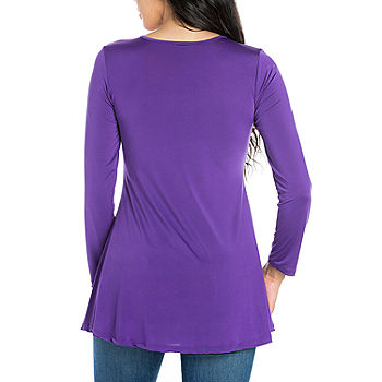 24seven Comfort Apparel Womens Round Neck 3/4 Sleeve Tunic Top - JCPenney