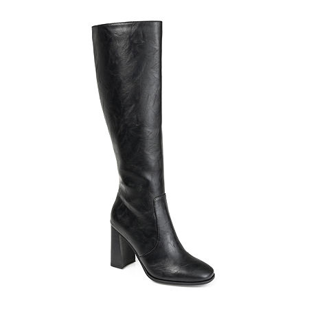 Journee Collection Womens Karima Extra Wide Calf Stacked Heel Riding Boots In Black
