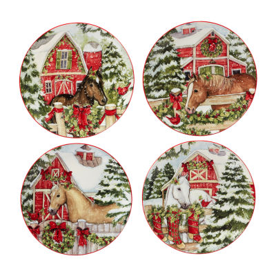 Certified International Homestead Christmas 4pc. Dessert Plate, Color