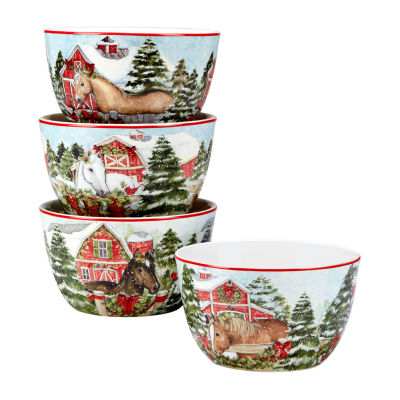 Certified International Homestead Christmas 4pc. Ice Cream Bowls
